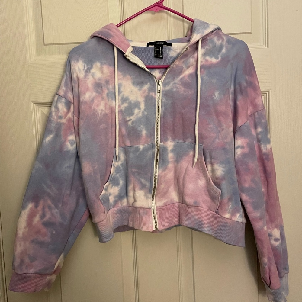 Cropped tie dye zip up